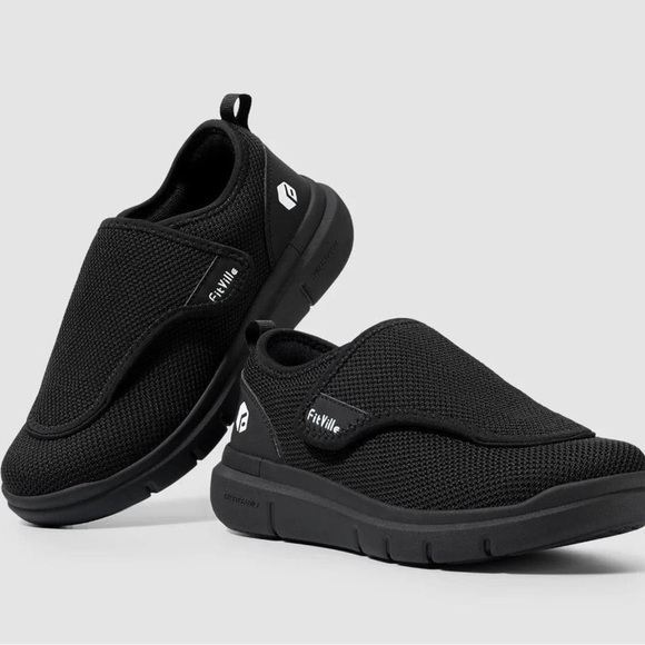 FitVille Other - FitVille Men's EasyTop Wings Diabetic Comfort Shoes Orthopedic V2 Black 8.5EEW